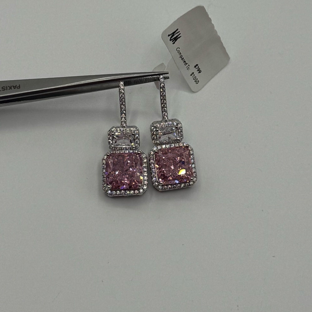 14k 4ct Pink Sapphire Earrings - Picture 7 of 15